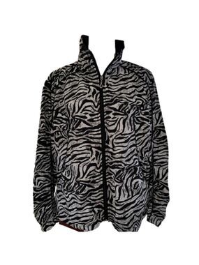 threehearts Zebra Weather/Windproof Full Front Zip Jacket Size Petite XL EUC